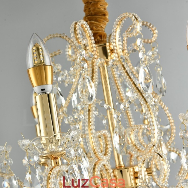 6 Luzes Ouro Prata Estilo Americano Cristal Pingente Lustre Loja de Luzes