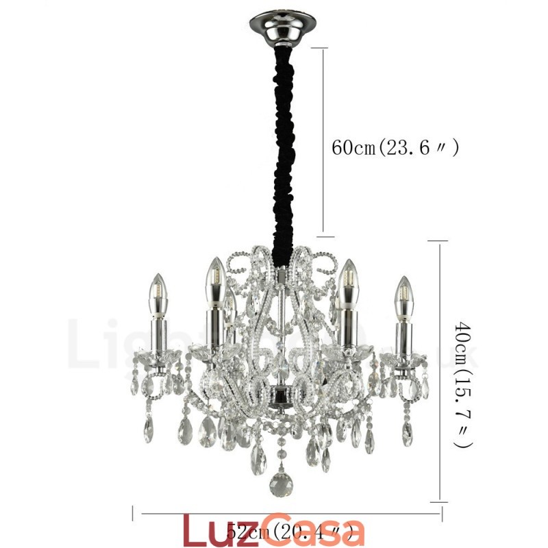 6 Luzes Ouro Prata Estilo Americano Cristal Pingente Lustre Loja de Luzes