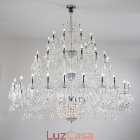 50 Luzes Claras Elegantes Luxuosas Velas de Cristal Lustre de Exposição Hal 50 Luzes Claras Elegantes Luxuosas Velas de Cristal Lustre de Exposição Hal