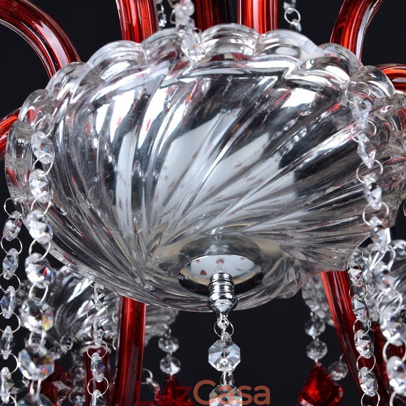 Lustre de Cristal Vermelho Vela