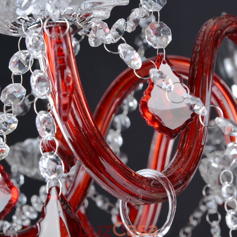 Lustre de Cristal Vermelho Vela