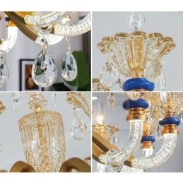 Lustre moderno contemporâneo de 15 (10+5) luzes com vela de champanhe e cristal