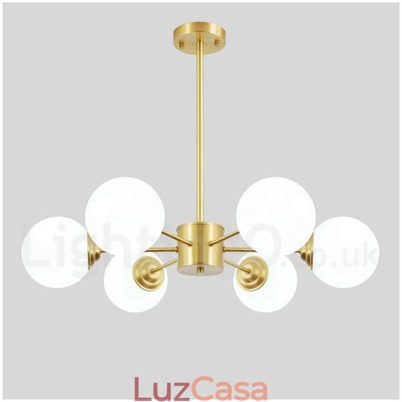 6 Luzes Pure Bronze Northern Europe Bean Chandelier Modern Metal Molecules Pendant Light