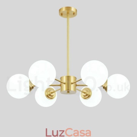 6 Luzes Pure Bronze Northern Europe Bean Chandelier Modern Metal Molecules Pendant Light