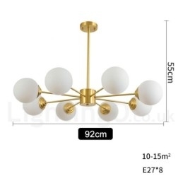 8 Luzes Pure Bronze Norte Europa Bean Chandelier Moderno Metal Moléculas Pendente Luz