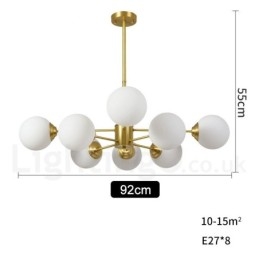 8 Luzes (4+4 Luzes) Duas Camadas Latão Puro Norte da Europa Bean Chandelier Moderno Metal Molecules Pendant Light