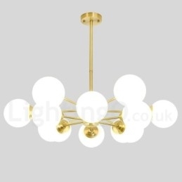 12 Luzes (6+6 Luzes) Duas Camadas Latão Puro Norte da Europa Bean Chandelier Moderno Metal Molecules Pendant Light