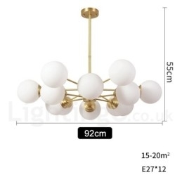 12 Luzes (6+6 Luzes) Duas Camadas Latão Puro Norte da Europa Bean Chandelier Moderno Metal Molecules Pendant Light