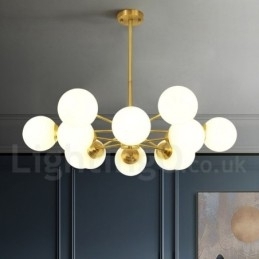 12 Luzes (6+6 Luzes) Duas Camadas Latão Puro Norte da Europa Bean Chandelier Moderno Metal Molecules Pendant Light