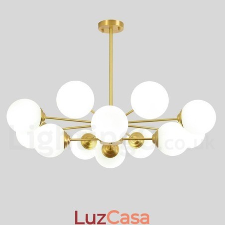 12 Luzes (8+4 Luzes) Duas Camadas Latão Puro Norte da Europa Bean Chandelier Moderno Metal Molecules Pendant Light