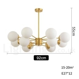 12 Luzes (8+4 Luzes) Duas Camadas Latão Puro Norte da Europa Bean Chandelier Moderno Metal Molecules Pendant Light