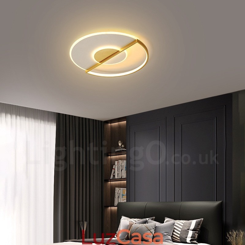 Luminárias de teto embutidas estilo nórdico moderno, ultrafinas e contemporâneas douradas com controle remoto, também podem ser usadas como luminária de parede