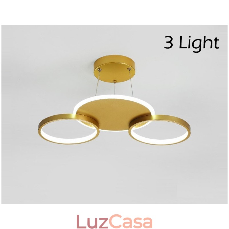 Lustre de teto circular estilo nórdico moderno e contemporâneo dourado com controle remoto também pode ser usado como luz de parede