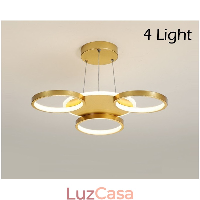 Lustre de teto circular estilo nórdico moderno e contemporâneo dourado com controle remoto também pode ser usado como luz de parede