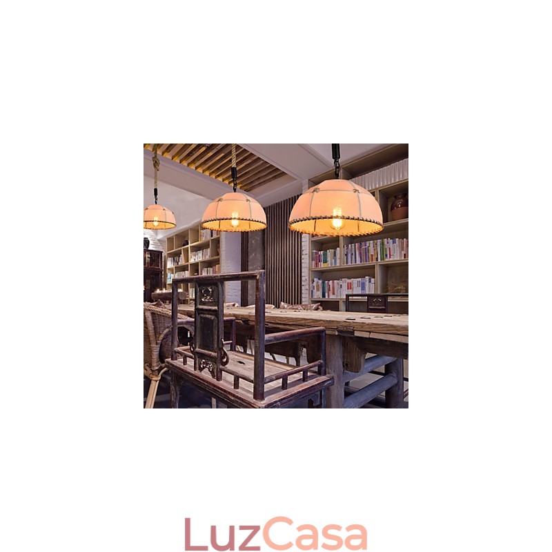 Lustre retrô feito à mão em corda de cânhamo estilo campestre industrial