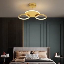 Lustre de teto circular estilo nórdico moderno e contemporâneo dourado com controle remoto também pode ser usado como luz de parede
