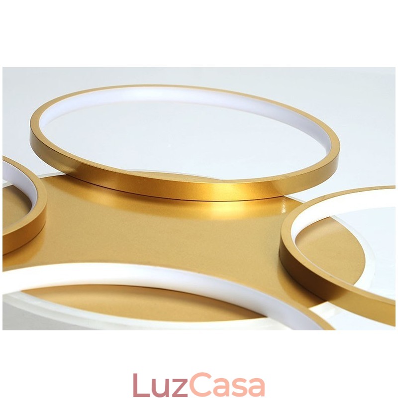 Lustre de teto circular estilo nórdico moderno e contemporâneo dourado com controle remoto também pode ser usado como luz de parede