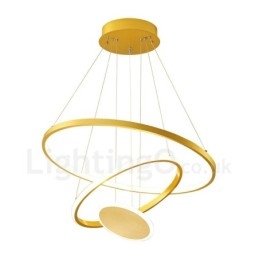 Três Círculos Design Moderno Três Anéis Ouro Pendente Luz com Controle Remoto