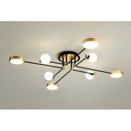 Lustre de metal moderno com teto preto dourado