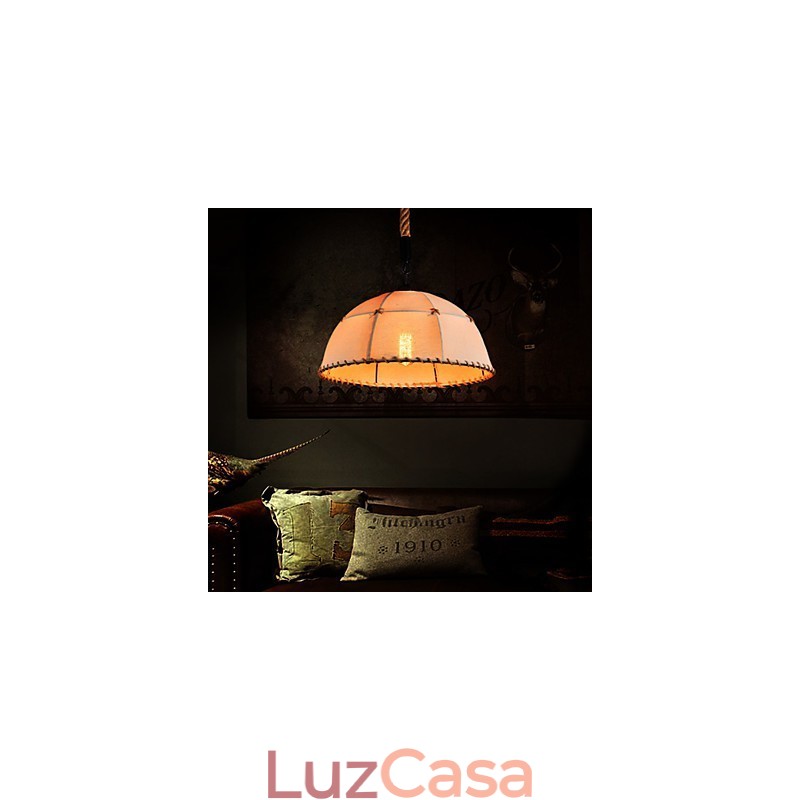 Lustre retrô feito à mão em corda de cânhamo estilo campestre industrial