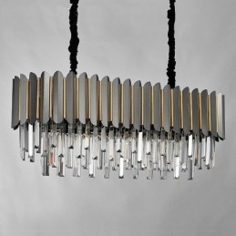 Lustre de pingente de cristal K9 redondo preto e dourado pós-moderno de luxo