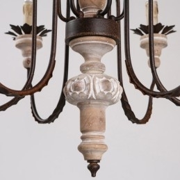 Lustre de madeira vintage country com 6 luzes