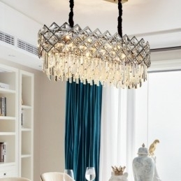 Lustre de pingente de cristal K9 redondo de prata pós-moderno de luxo
