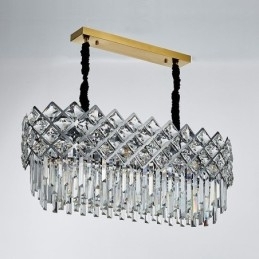 Lustre de pingente de cristal K9 redondo de prata pós-moderno de luxo