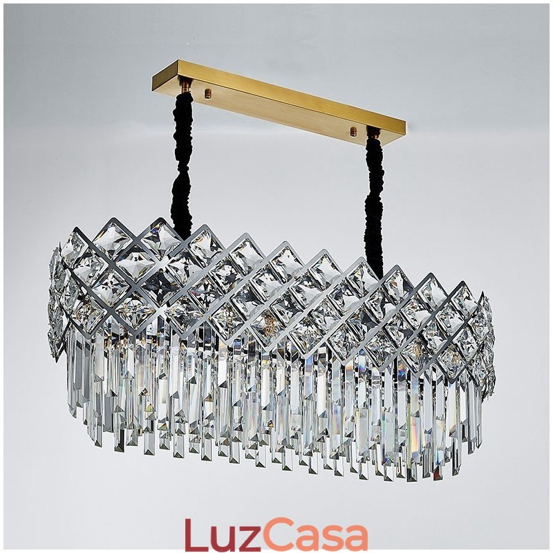Lustre de pingente de cristal K9 redondo de prata pós-moderno de luxo