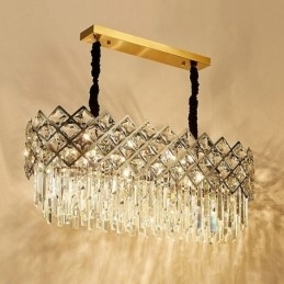 Lustre de pingente de cristal K9 redondo de prata pós-moderno de luxo