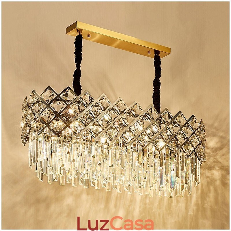 Lustre de pingente de cristal K9 redondo de prata pós-moderno de luxo