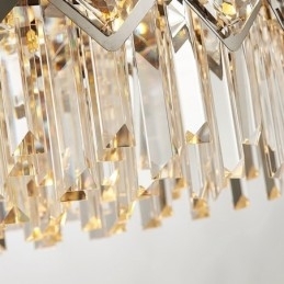 Lustre de pingente de cristal K9 redondo de prata pós-moderno de luxo