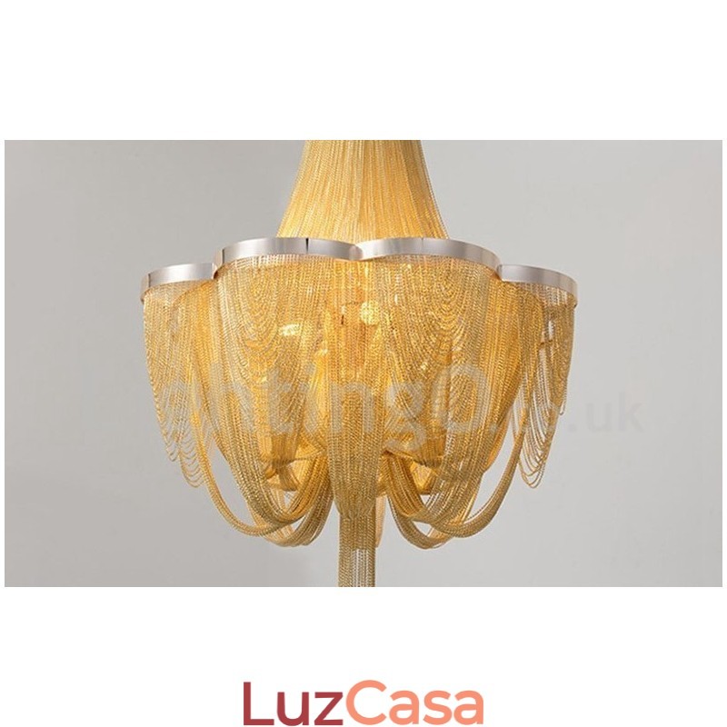 Tassels Chandelier Designer Pendant Light Prata Cor Dourada