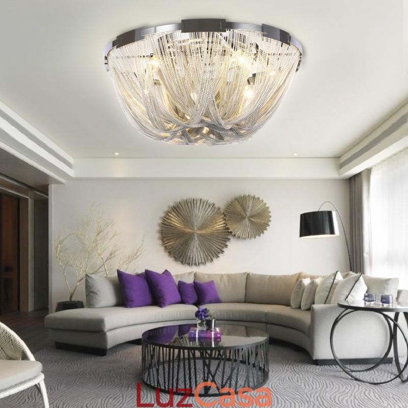 Tassels Chandelier Designer Luz de teto Prata Cor Dourada