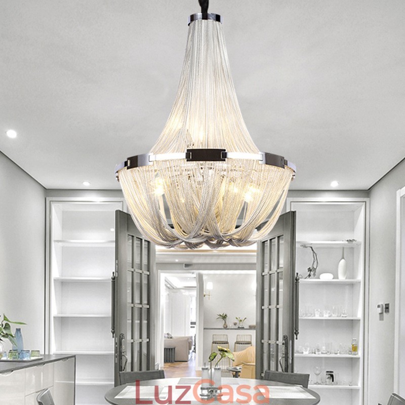 Tassels Chandelier Designer Pendant Light Prata Cor Dourada