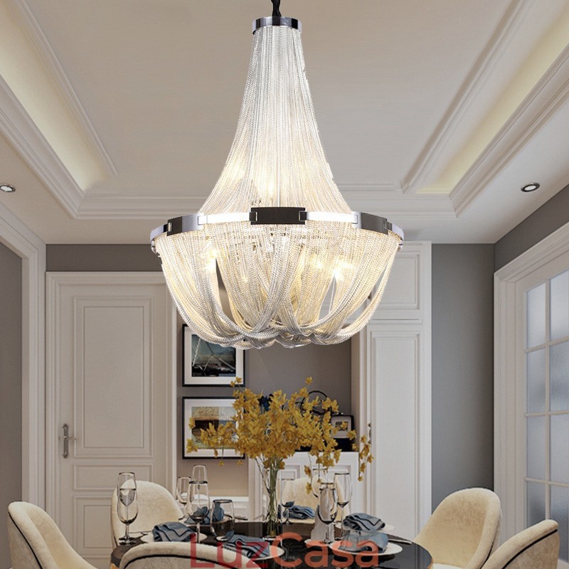 Tassels Chandelier Designer Pendant Light Prata Cor Dourada