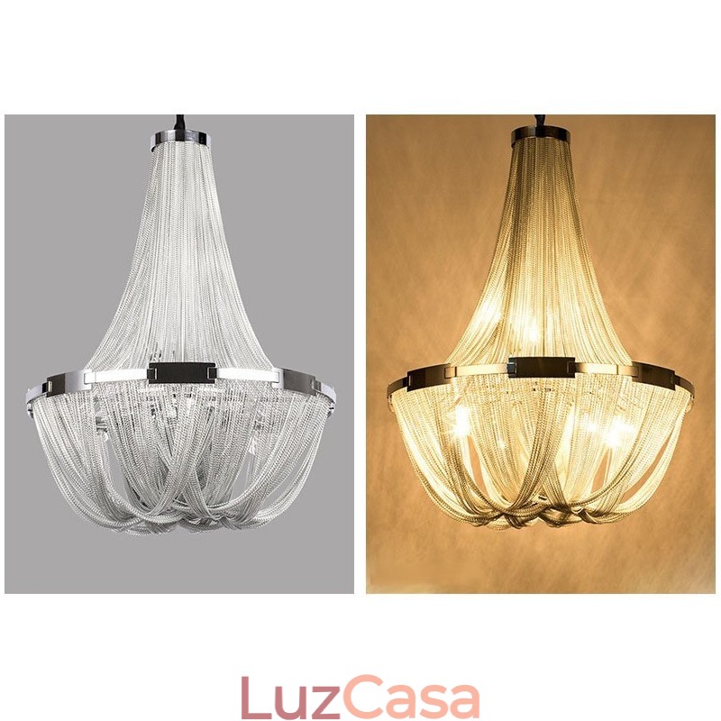 Tassels Chandelier Designer Pendant Light Prata Cor Dourada