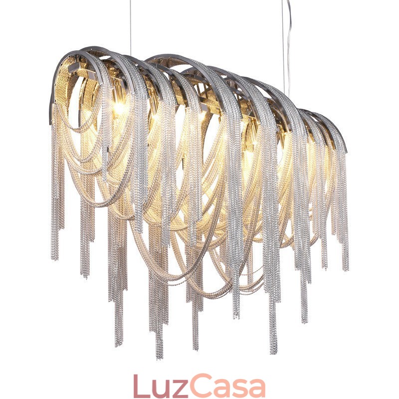 Tassels Chandelier Designer Pendant Light Prata Cor Dourada