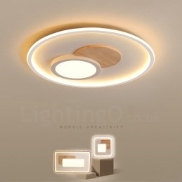 Luminárias de teto redondas embutidas estilo nórdico moderno e contemporâneo com controle remoto e reguláveis em madeira, também podem ser usadas como luminárias de parede