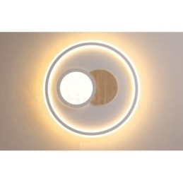Luminárias de teto redondas embutidas estilo nórdico moderno e contemporâneo com controle remoto e reguláveis em madeira, também podem ser usadas como luminárias de parede