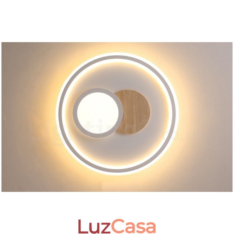 Luminárias de teto redondas embutidas estilo nórdico moderno e contemporâneo com controle remoto e reguláveis em madeira, também podem ser usadas como luminárias de parede