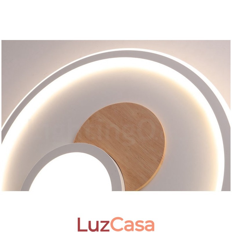 Luminárias de teto redondas embutidas estilo nórdico moderno e contemporâneo com controle remoto e reguláveis em madeira, também podem ser usadas como luminárias de parede