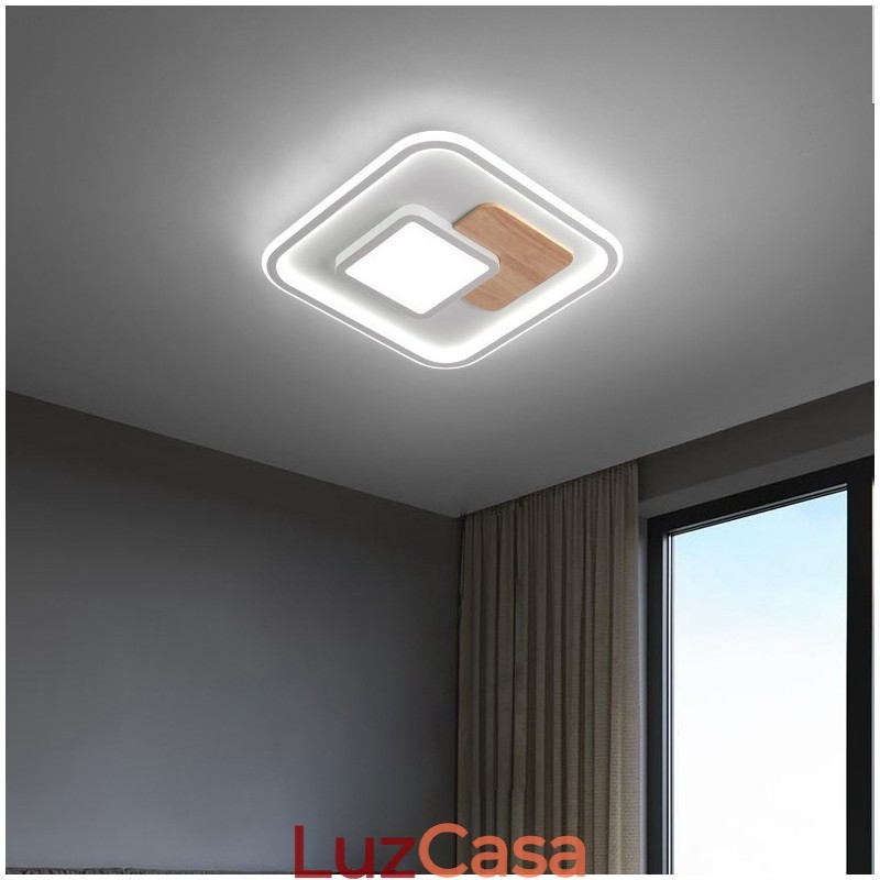Madeira regulável moderno contemporâneo estilo nórdico quadrado luzes de teto embutidas com controle remoto também pode ser usado como luz de parede