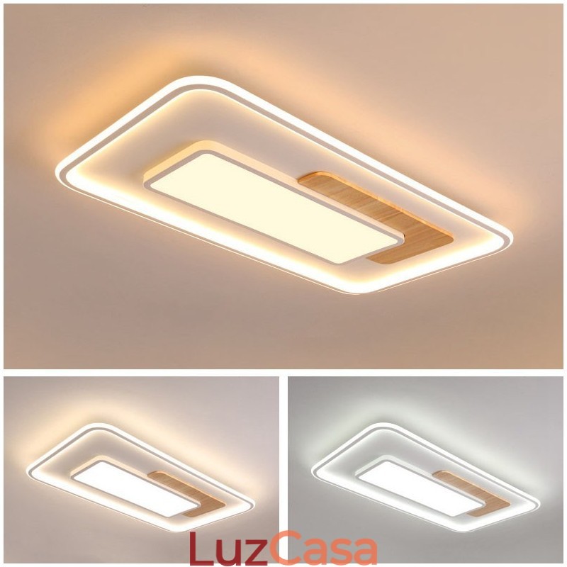 Luminárias de teto retangulares de estilo nórdico moderno e contemporâneo com controle remoto, reguláveis em madeira, também podem ser usadas como luminárias de parede