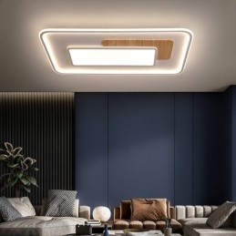 Luminárias de teto retangulares de estilo nórdico moderno e contemporâneo com controle remoto, reguláveis em madeira, também podem ser usadas como luminárias de parede