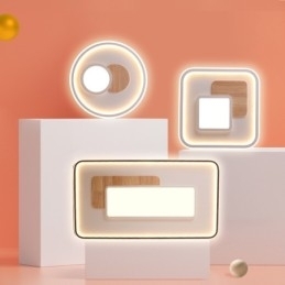 Luminárias de teto retangulares de estilo nórdico moderno e contemporâneo com controle remoto, reguláveis em madeira, também podem ser usadas como luminárias de parede