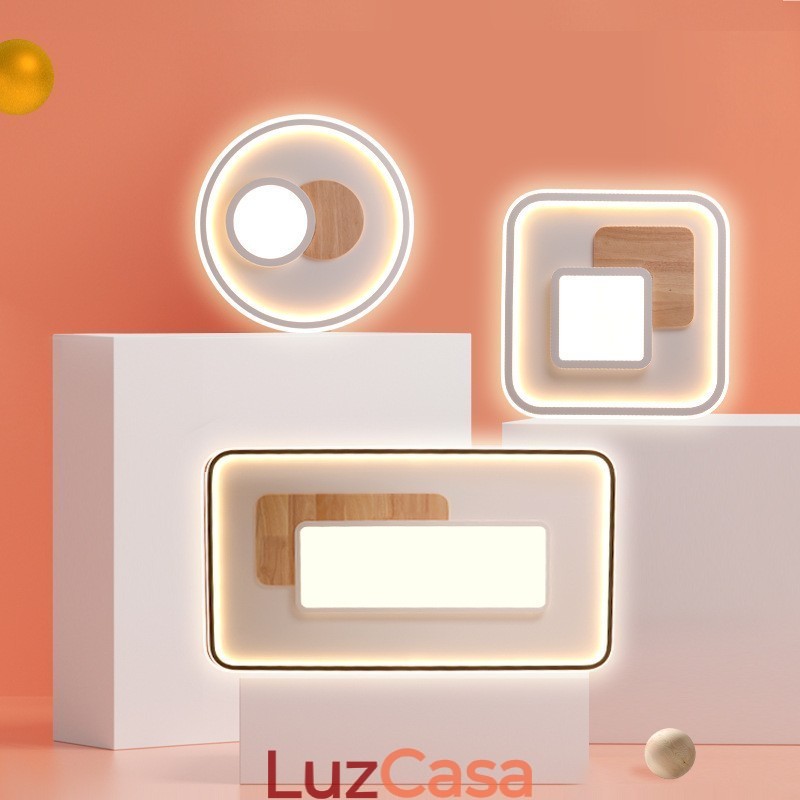 Luminárias de teto retangulares de estilo nórdico moderno e contemporâneo com controle remoto, reguláveis em madeira, também podem ser usadas como luminárias de parede