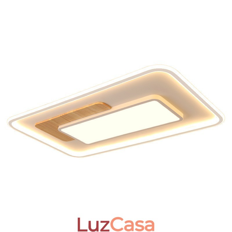 Luminárias de teto retangulares de estilo nórdico moderno e contemporâneo com controle remoto, reguláveis em madeira, também podem ser usadas como luminárias de parede