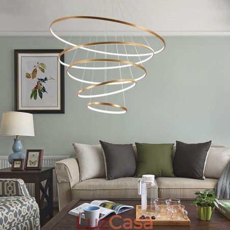 Grande 4 Anéis 5 Anéis Preto Branco Ouro Pingente Luz Design Moderno Grande 4 Anéis 5 Anéis Preto Branco Ouro Pingente Luz Design Moderno