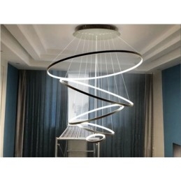 Grande 4 Anéis 5 Anéis Preto Branco Ouro Pingente Luz Design Moderno